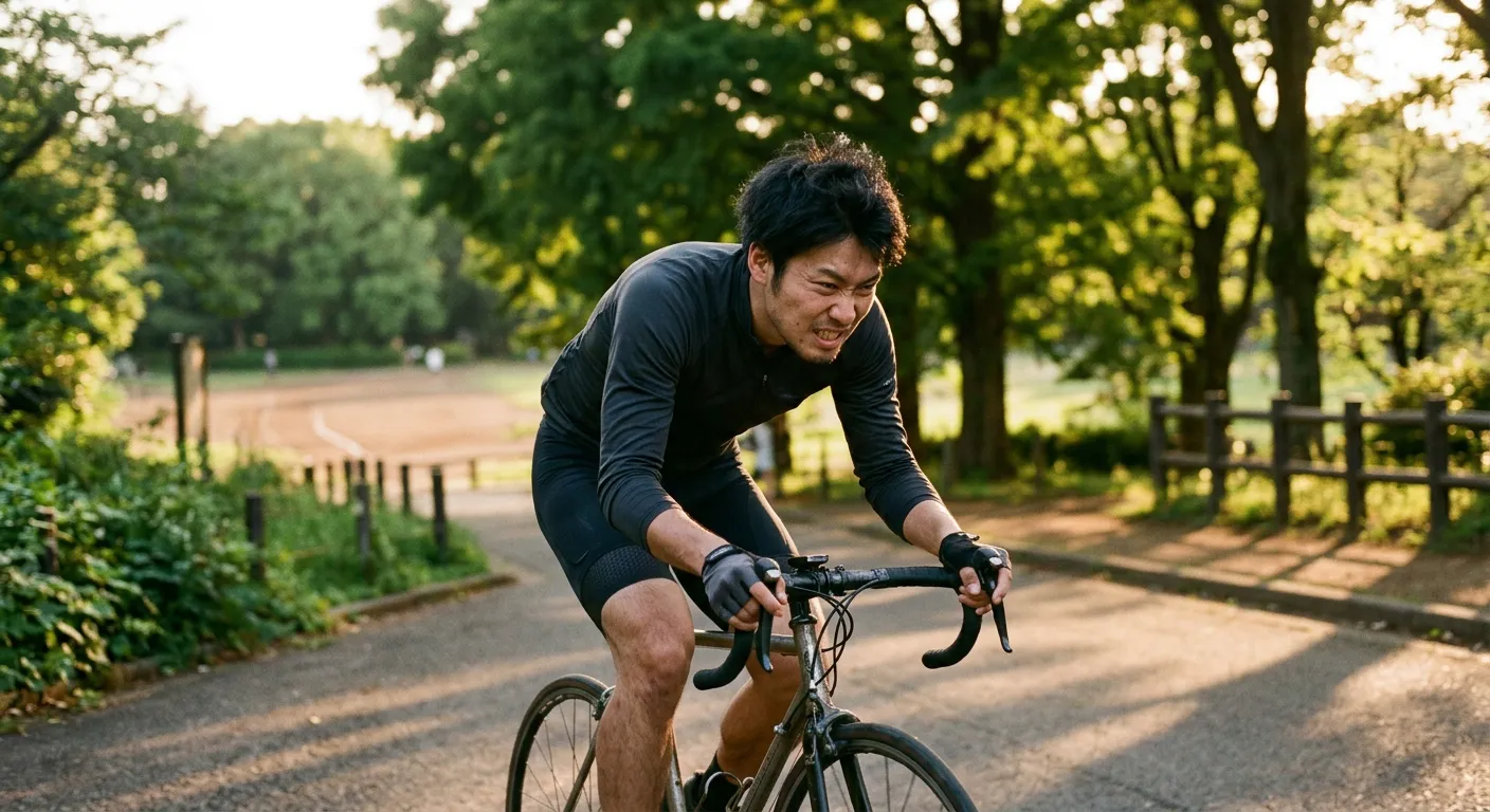 Una persona japonesa se esfuerza con determinacion y expresion resuelta
