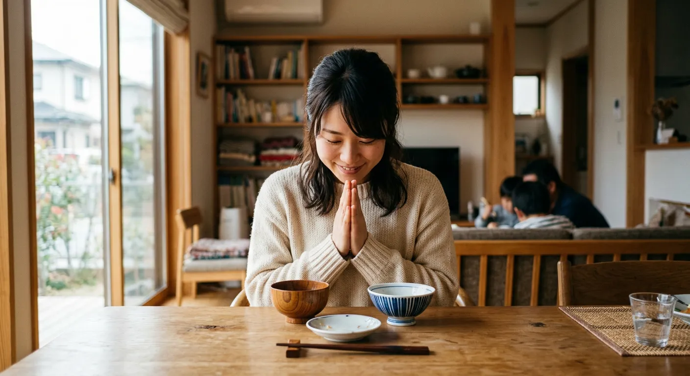 Una persona japonesa agradece con gochisousama al terminar de comer