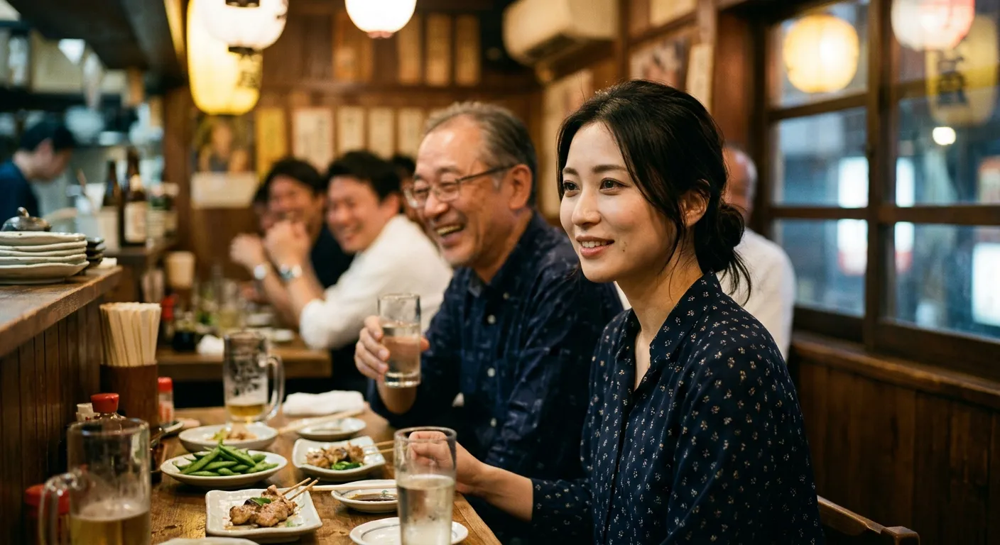 Una persona japonesa con una sonrisa cortes que oculta un sentir mas reservado