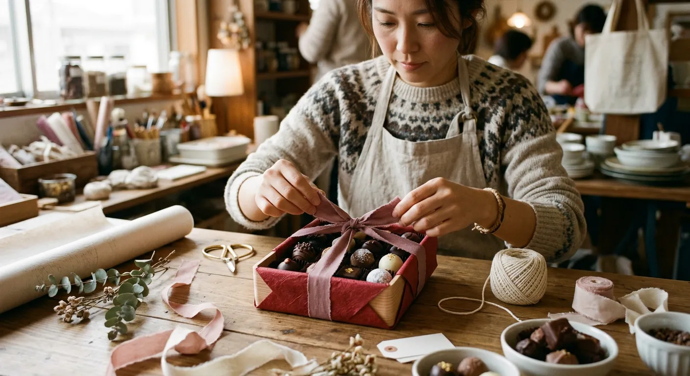 Chocolates artesanales envueltos como regalo de San Valentin