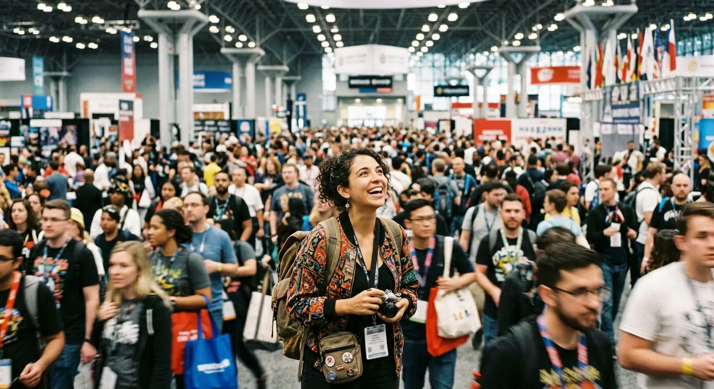 Un viajero latinoamericano vive emocionado la enorme convencion