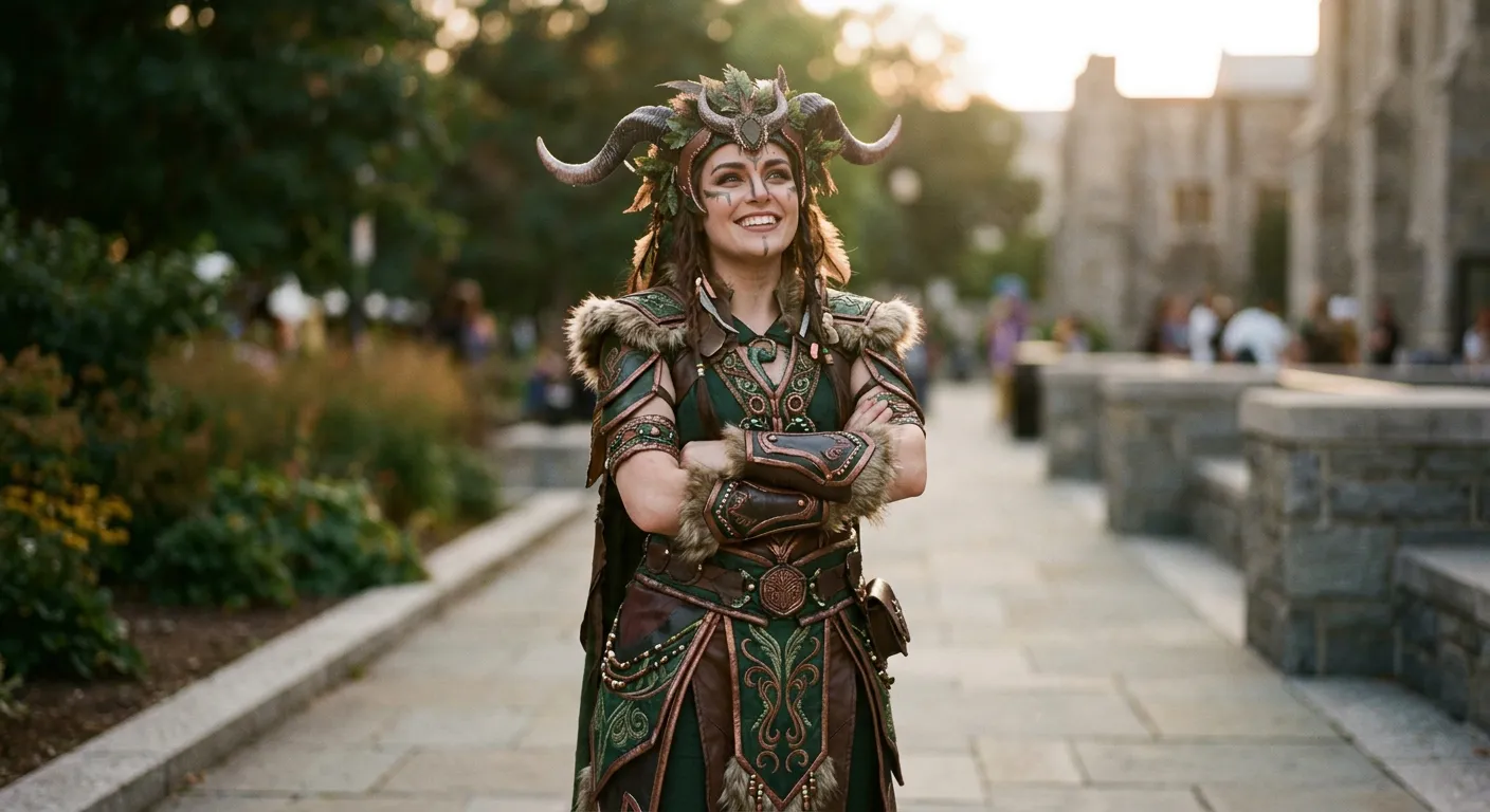 Un cosplayer orgulloso con un disfraz original, el arte y la pasion del cosplay