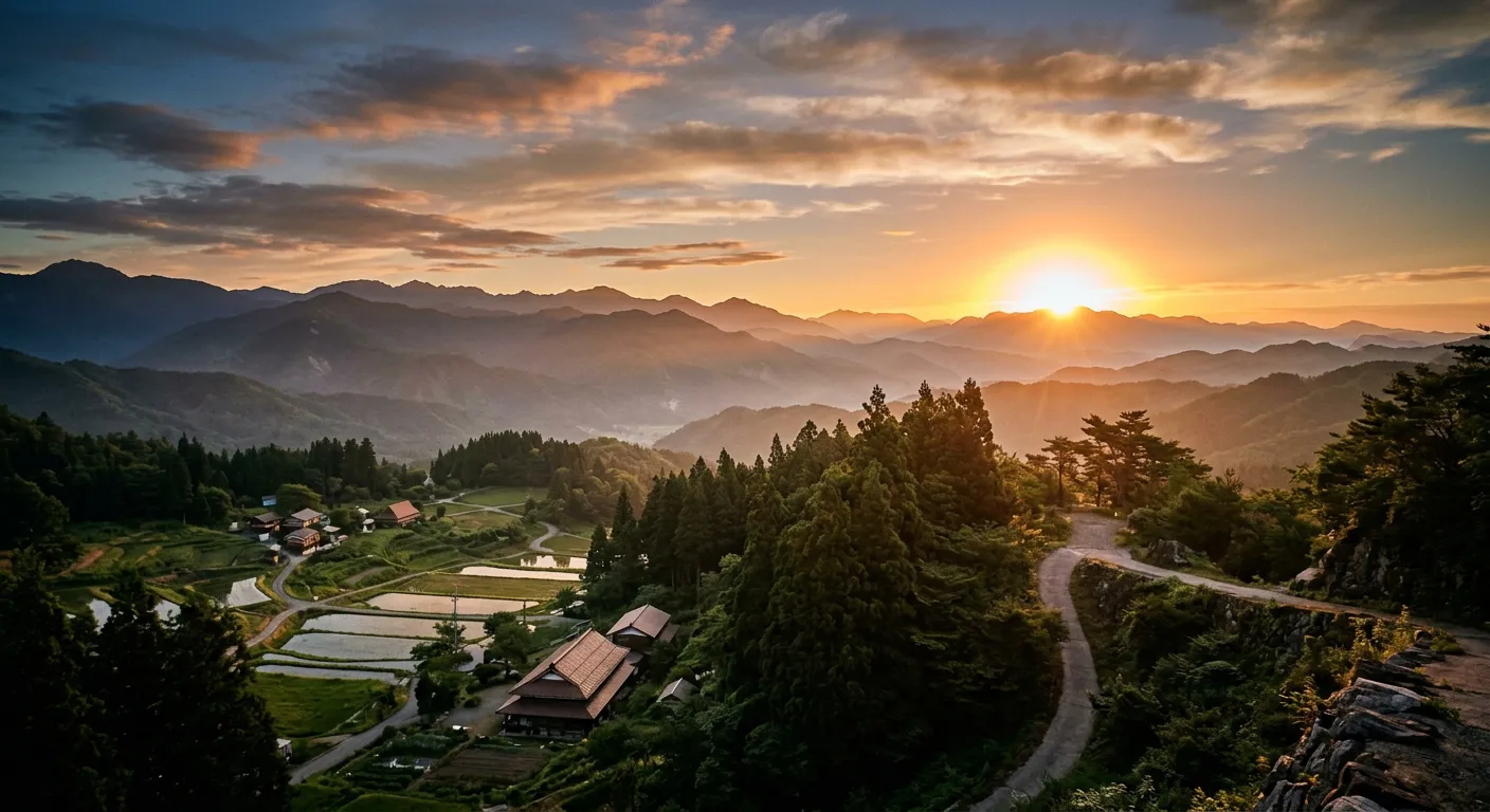 Un paisaje japones al amanecer, simbolo de afrontar el futuro