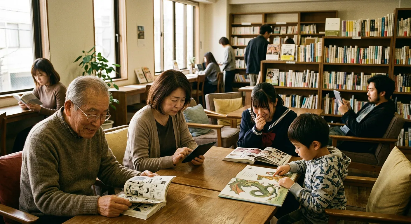 Personas japonesas diversas disfrutan cada una de su genero favorito