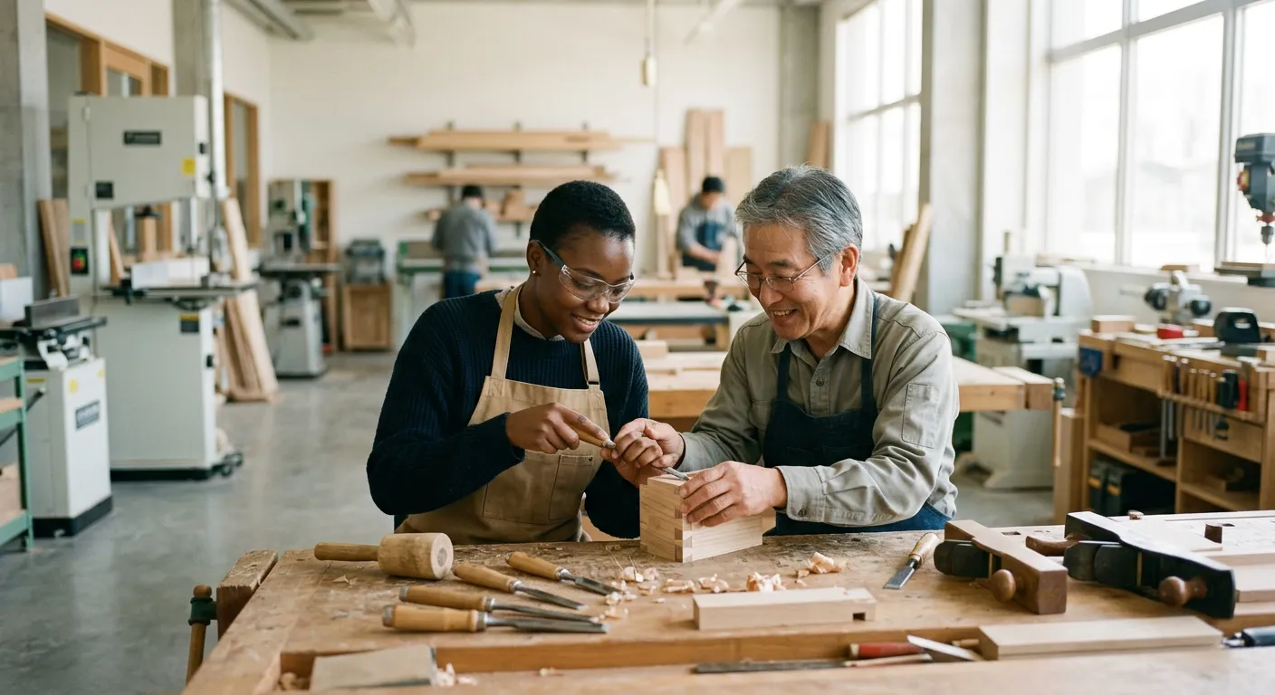 Un aprendiz extranjero aprende un oficio con un mentor japones