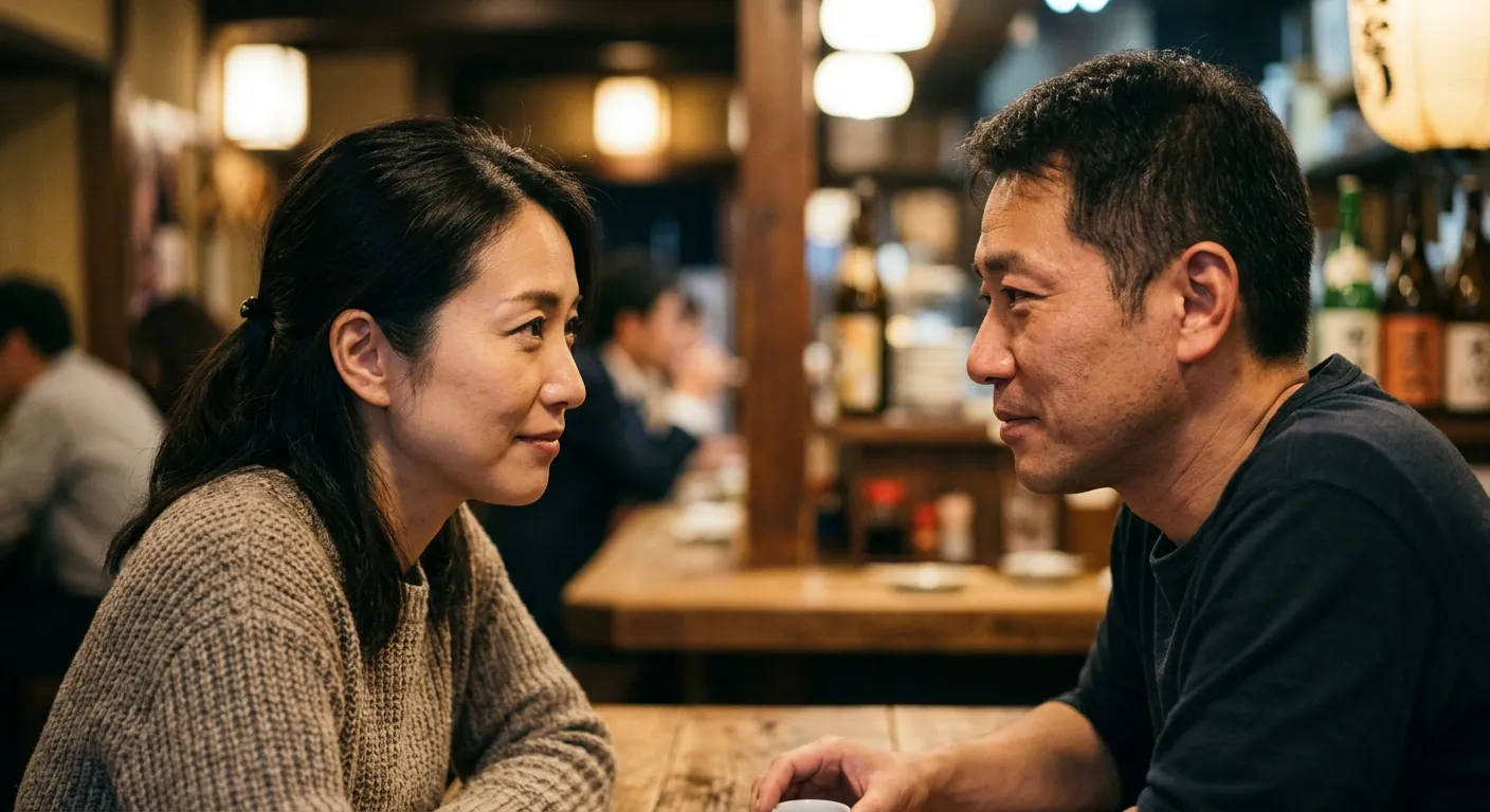 Primer plano de dos personas japonesas que se entienden sin palabras