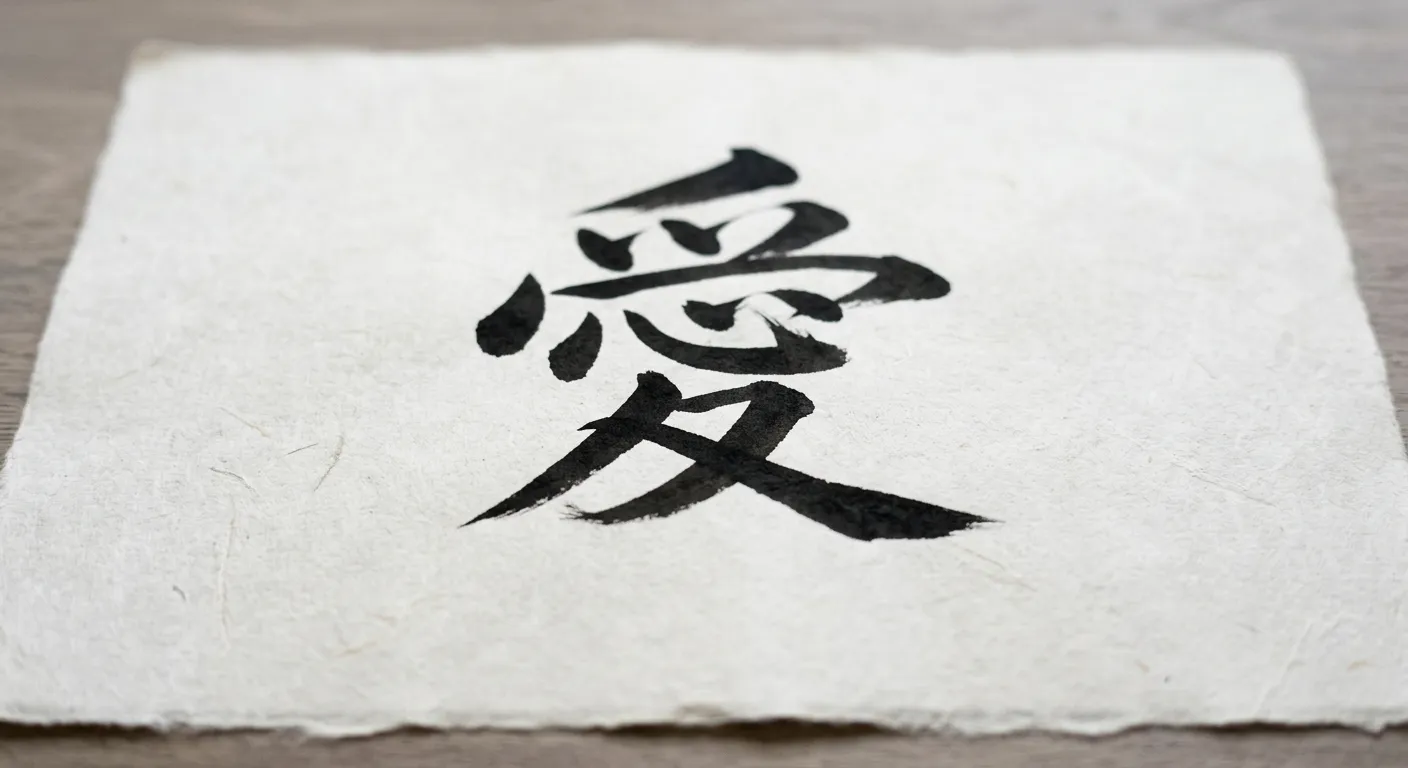 El kanji 愛 pintado con pincel como cierre reflexivo