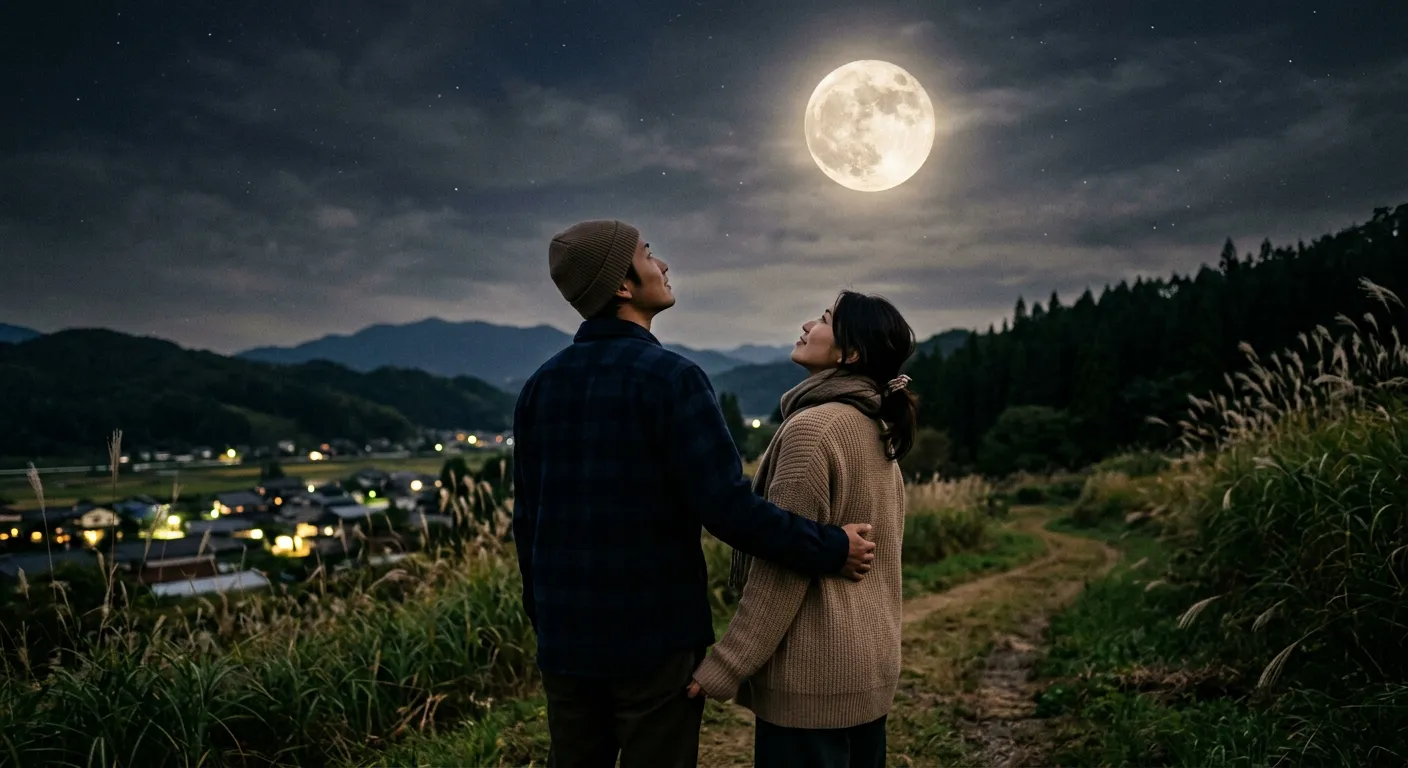 Una pareja contempla la luna, decir te amo sin decirlo