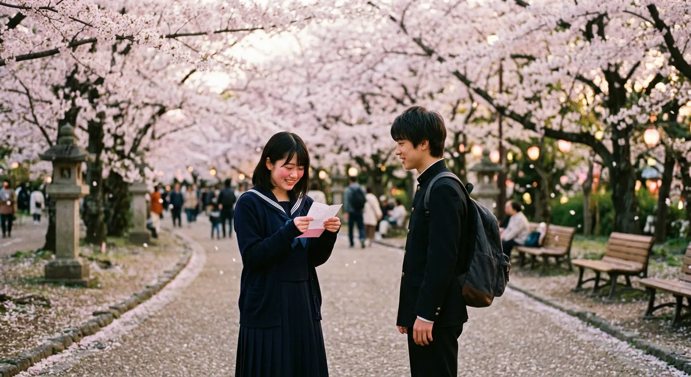 Una confesion de amor moderna en Japon bajo los cerezos