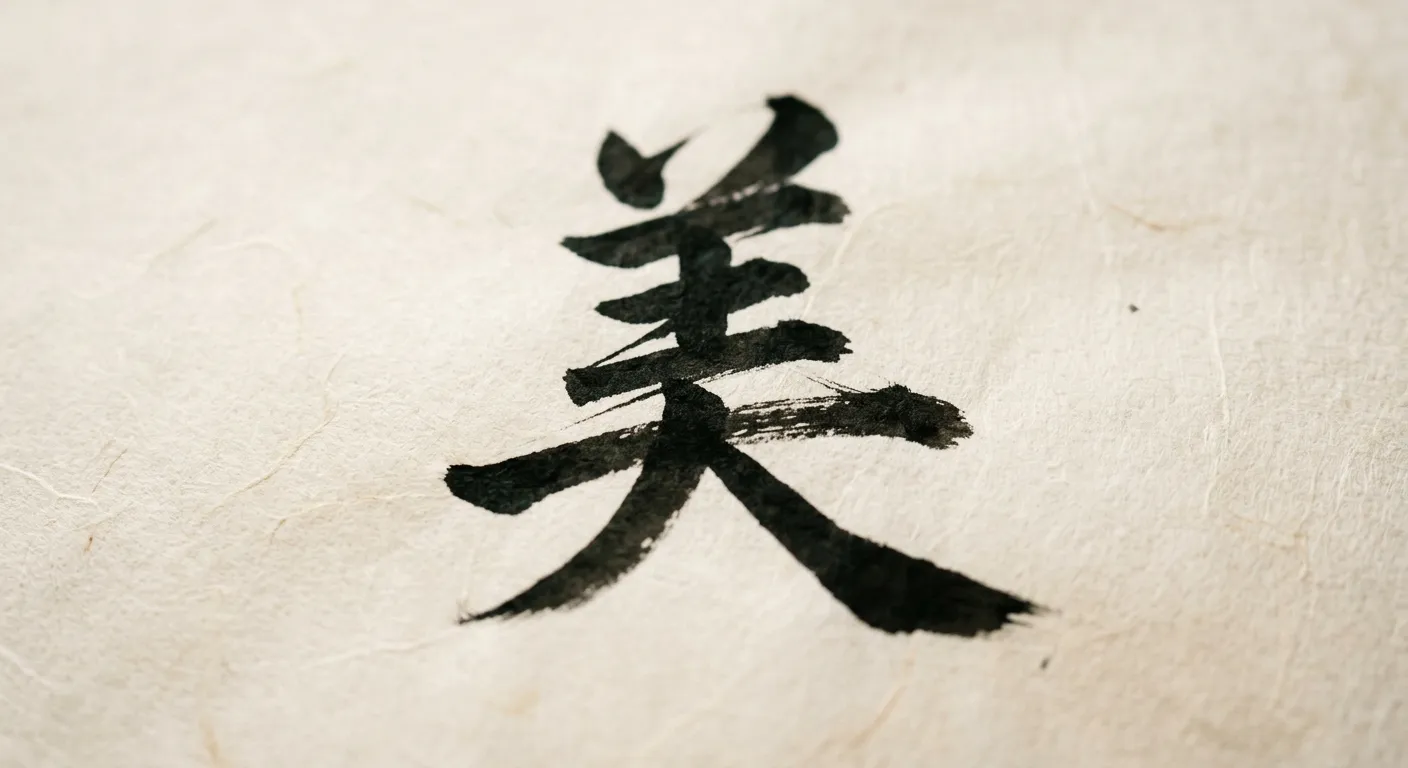 El kanji 美 en tinta