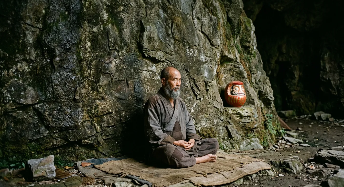 Daruma y los anos de meditacion sobre la roca