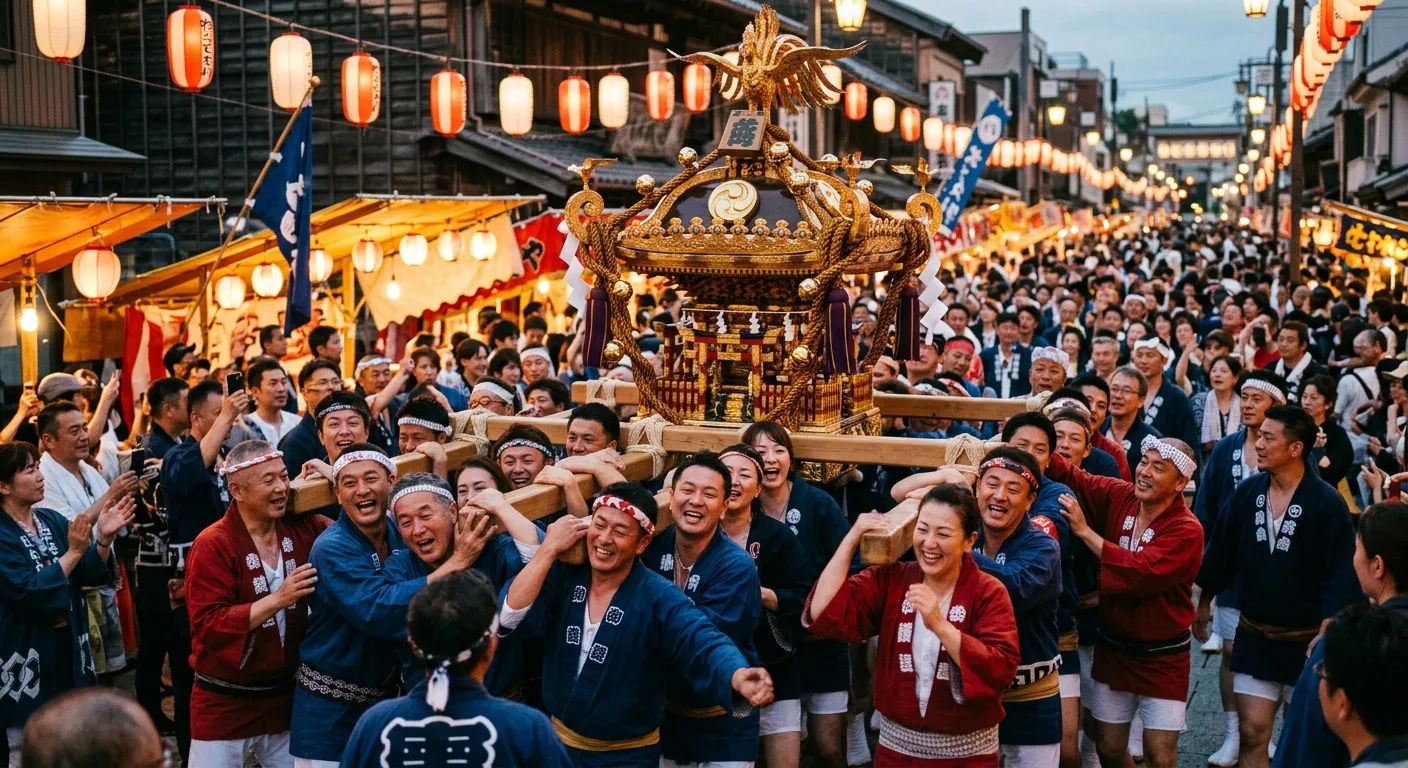 Un matsuri animado, la fiesta de los dioses con mikoshi