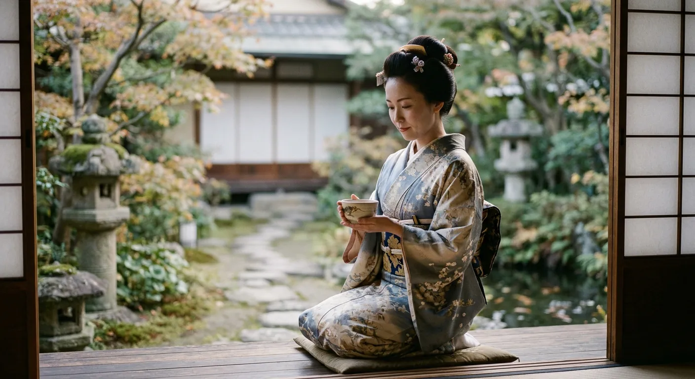 Una mujer en kimono evoca los nombres femeninos con el kanji ko