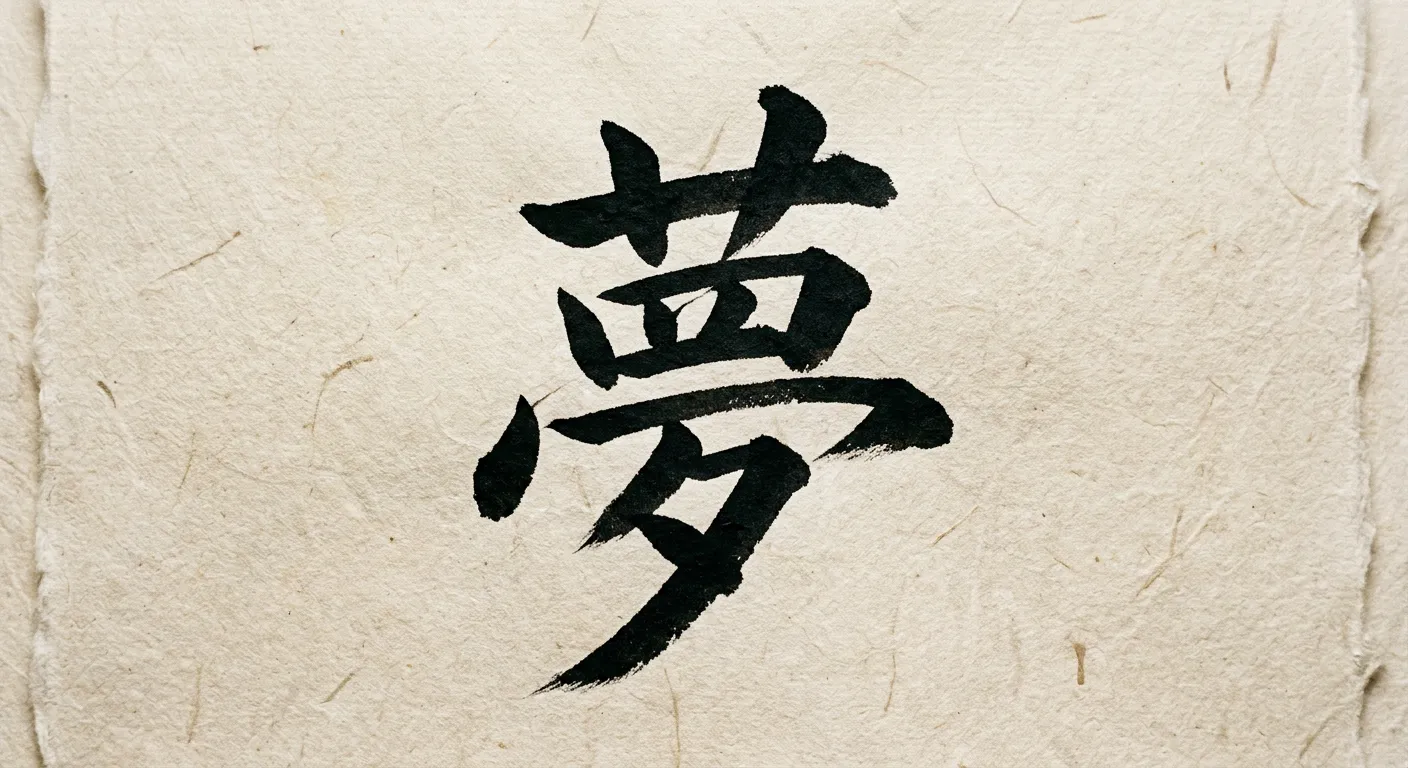 El kanji 夢 en tinta