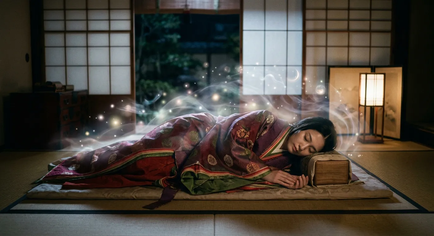 Un noble del Japon antiguo suena sobre el tatami