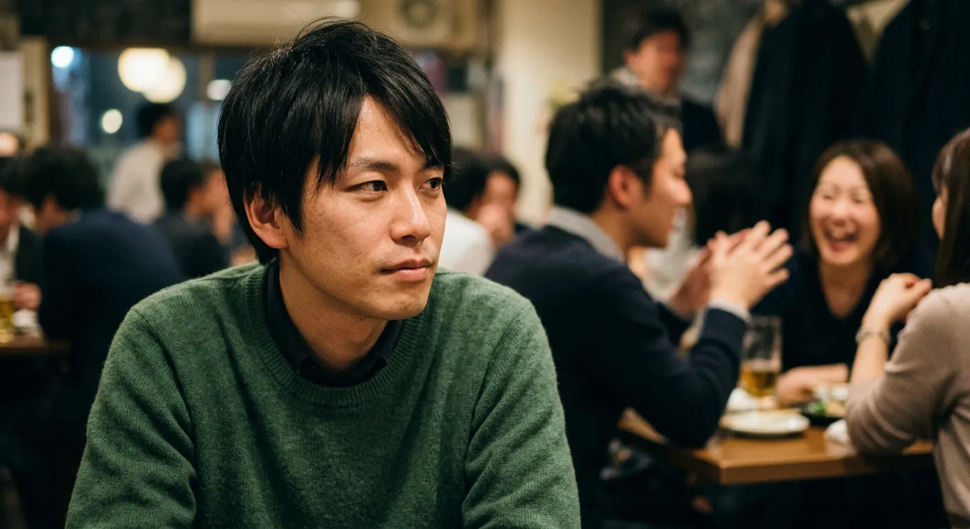 Primer plano de una persona japonesa que observa el ambiente del grupo