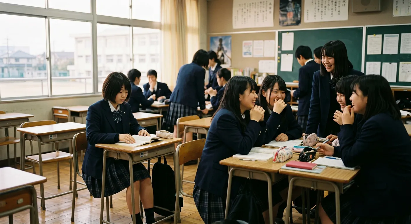 Un aula japonesa donde un estudiante no logra encajar en el ambiente