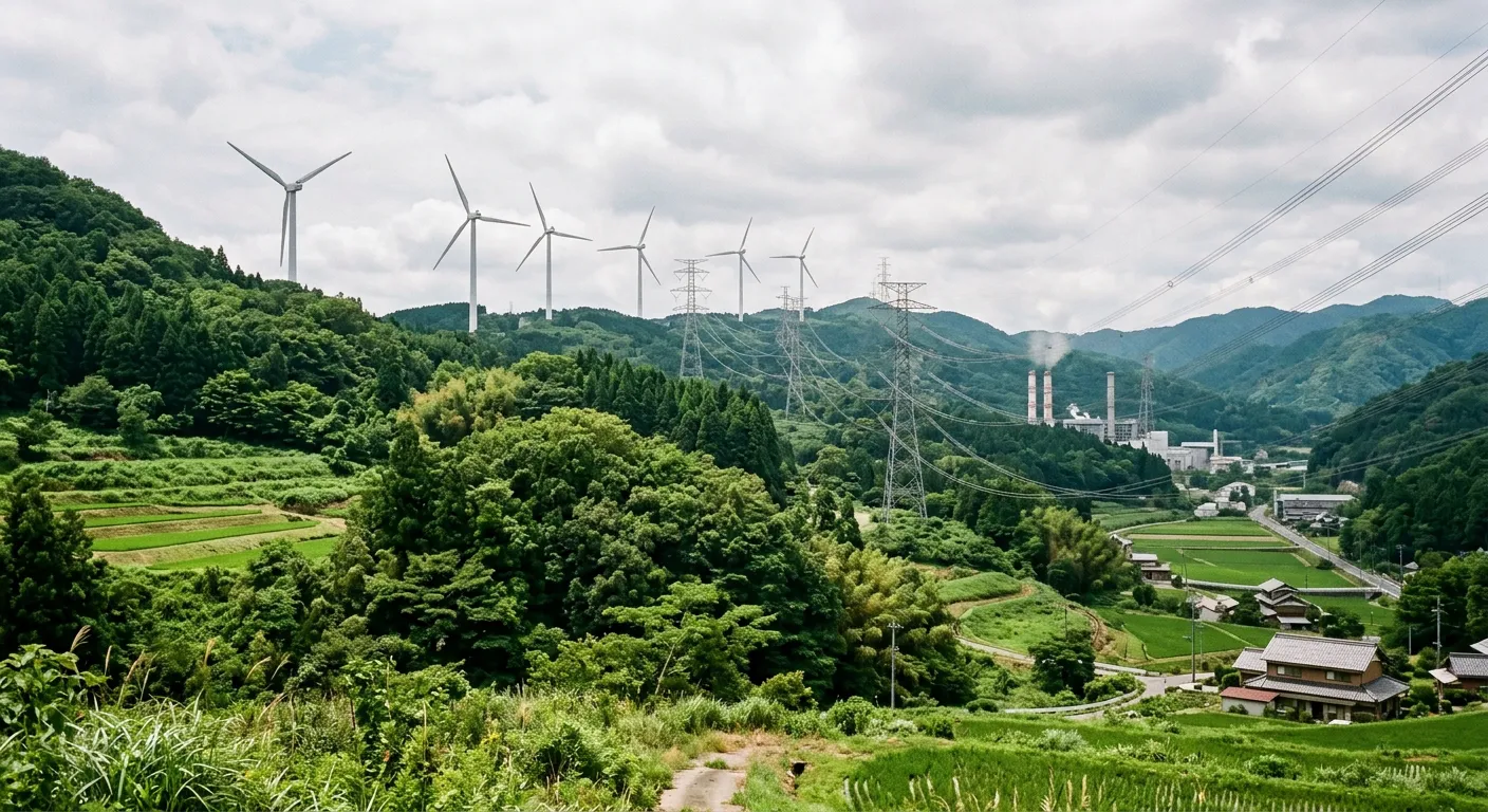 Un paisaje con fuentes de energia mixtas, dilema energetico de Japon