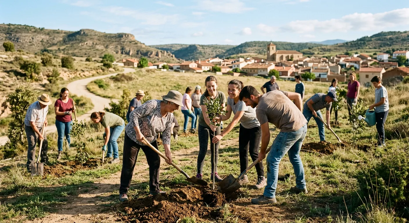Personas en un pais hispano participan en una accion ambiental