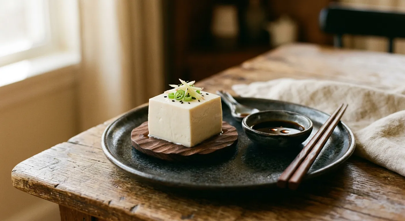 Tofu y salsa de soja presentados con esmero, el debate del exceso de cortesia