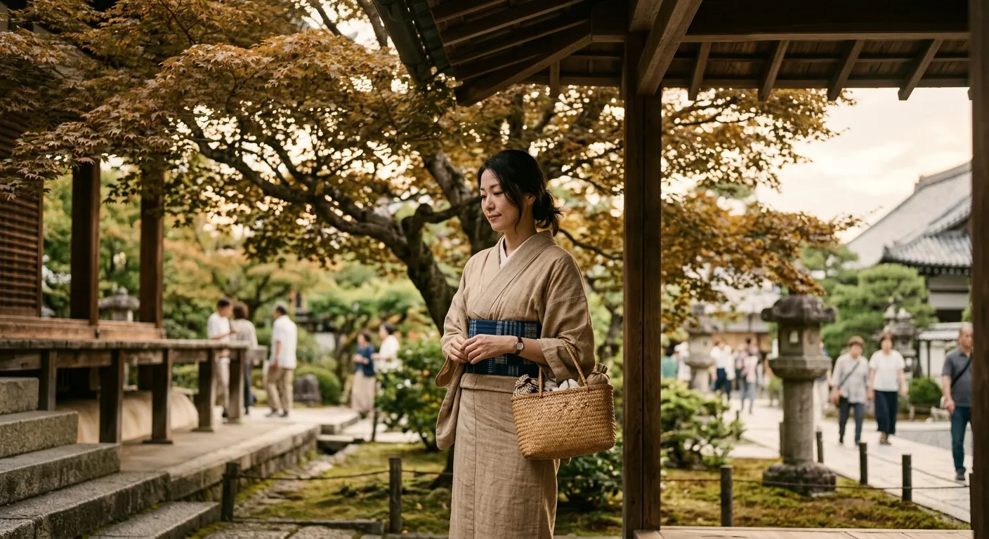 Una persona japonesa protegida por una sombra y una luz suaves