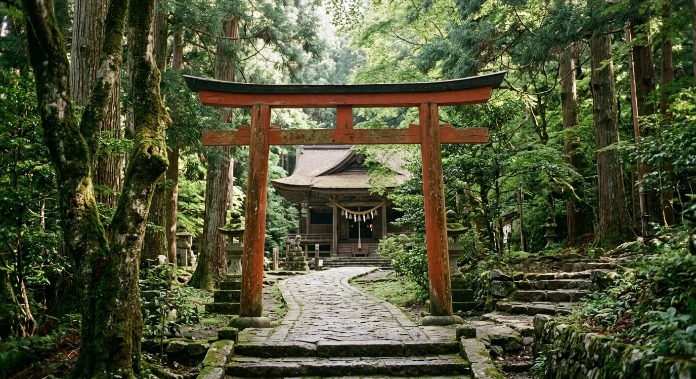 Un santuario shinto con un torii, la presencia de los dioses en la naturaleza