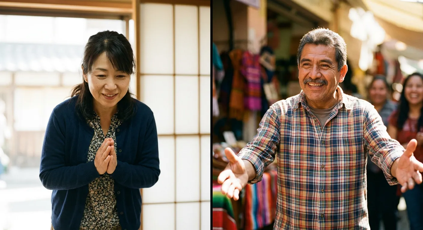 Contraste entre la gratitud humilde japonesa y la efusiva hispana