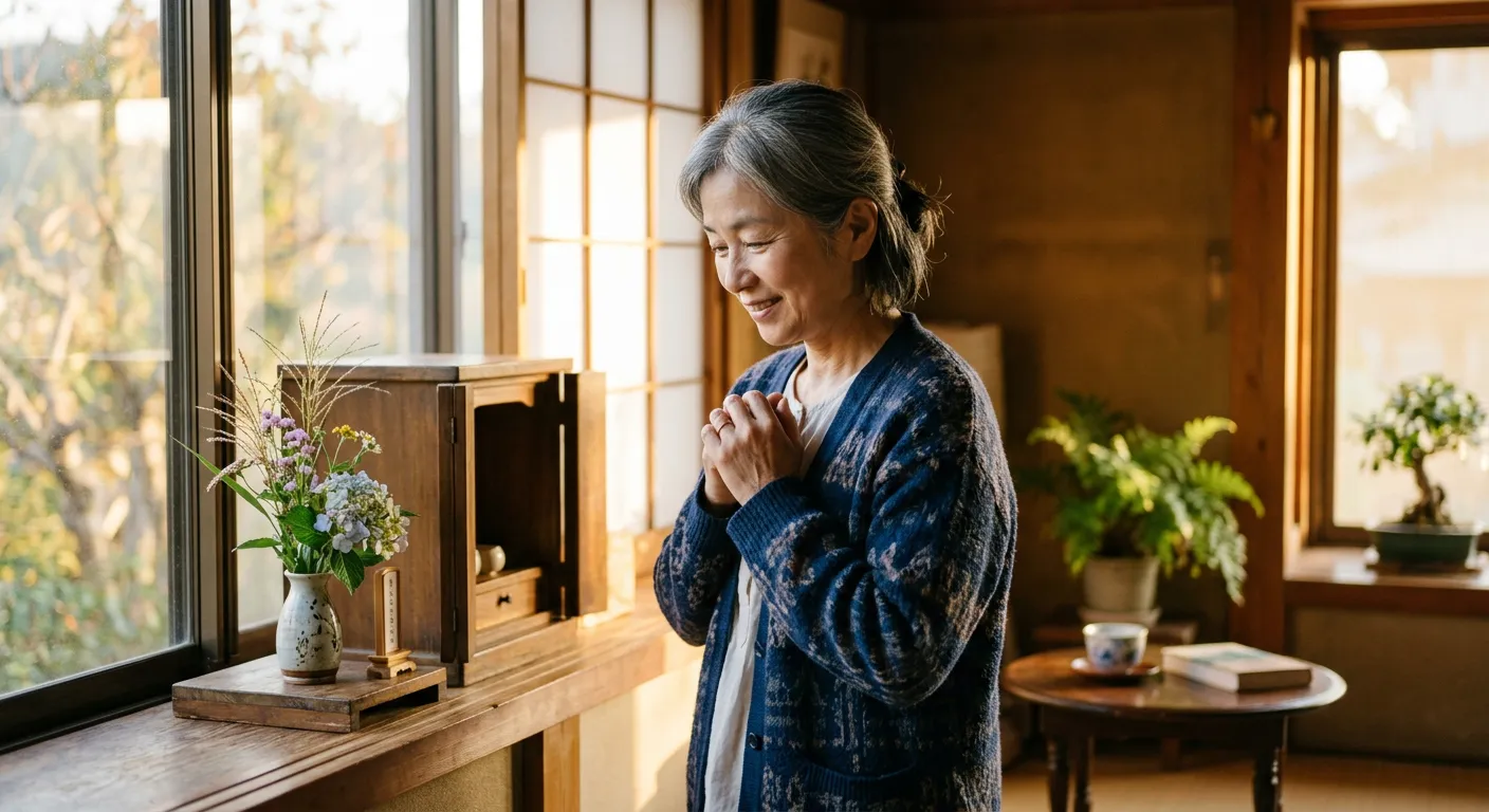 Una persona japonesa agradece en silencio el apoyo invisible