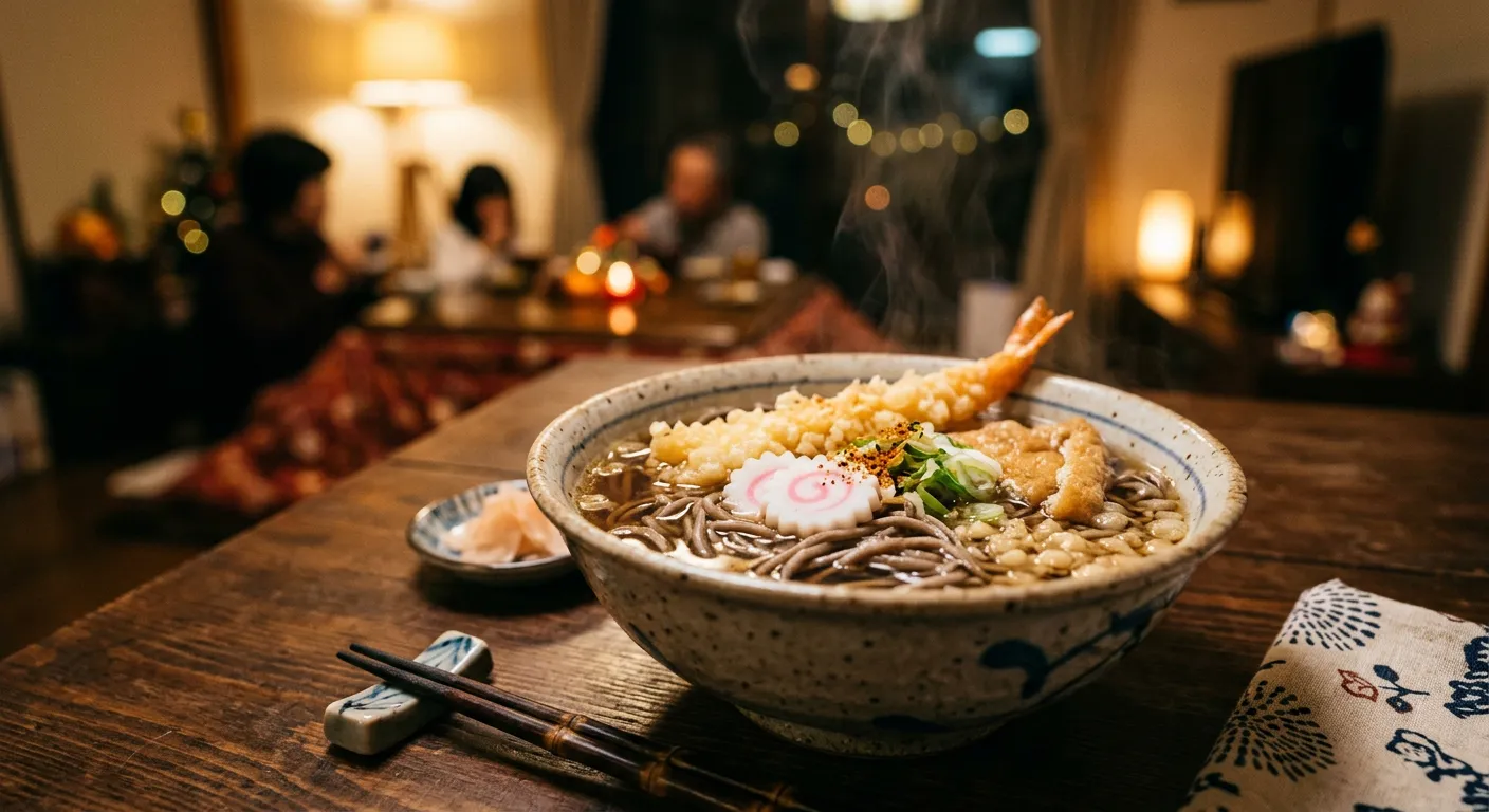 Un cuenco humeante de fideos soba de fin de ano