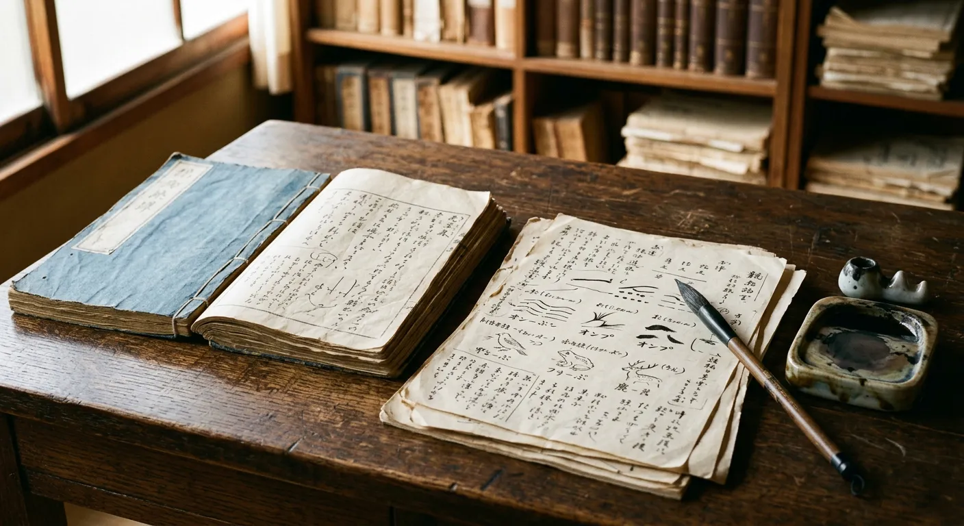 Un libro japones antiguo, la historia lexica del ladrido