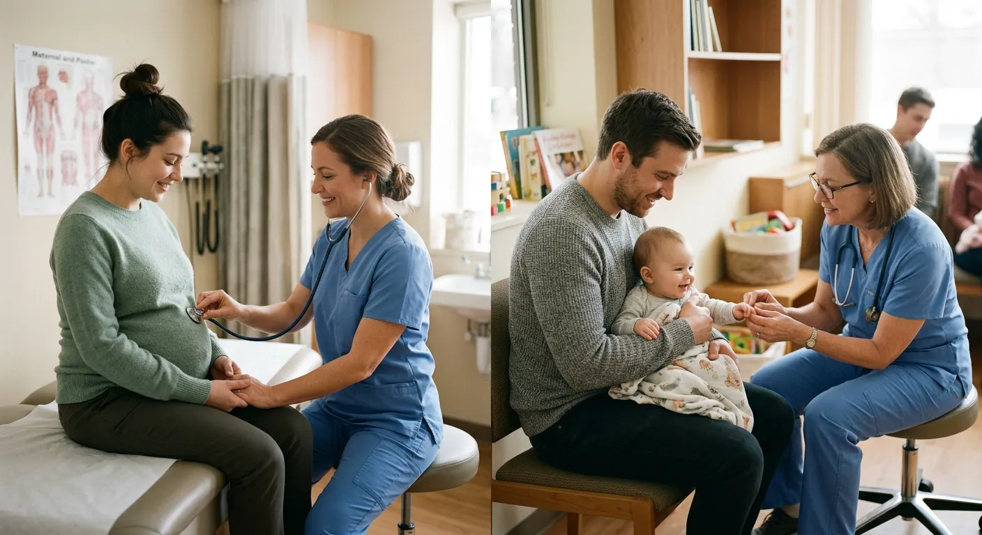 Una revision prenatal y una visita pediatrica, la salud que protege a la familia