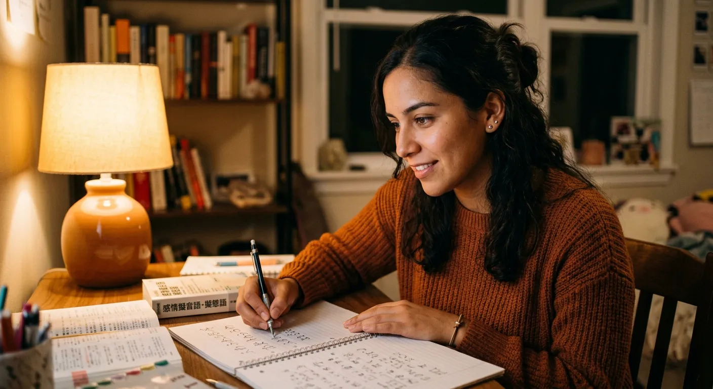 Un estudiante hispanohablante estudia las onomatopeyas de las emociones