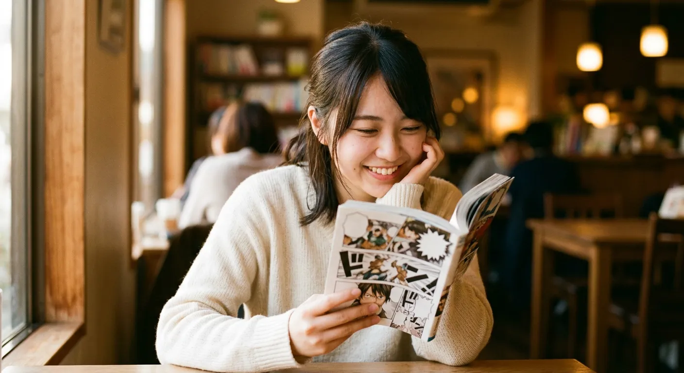 Un estudiante aprende onomatopeyas leyendo manga