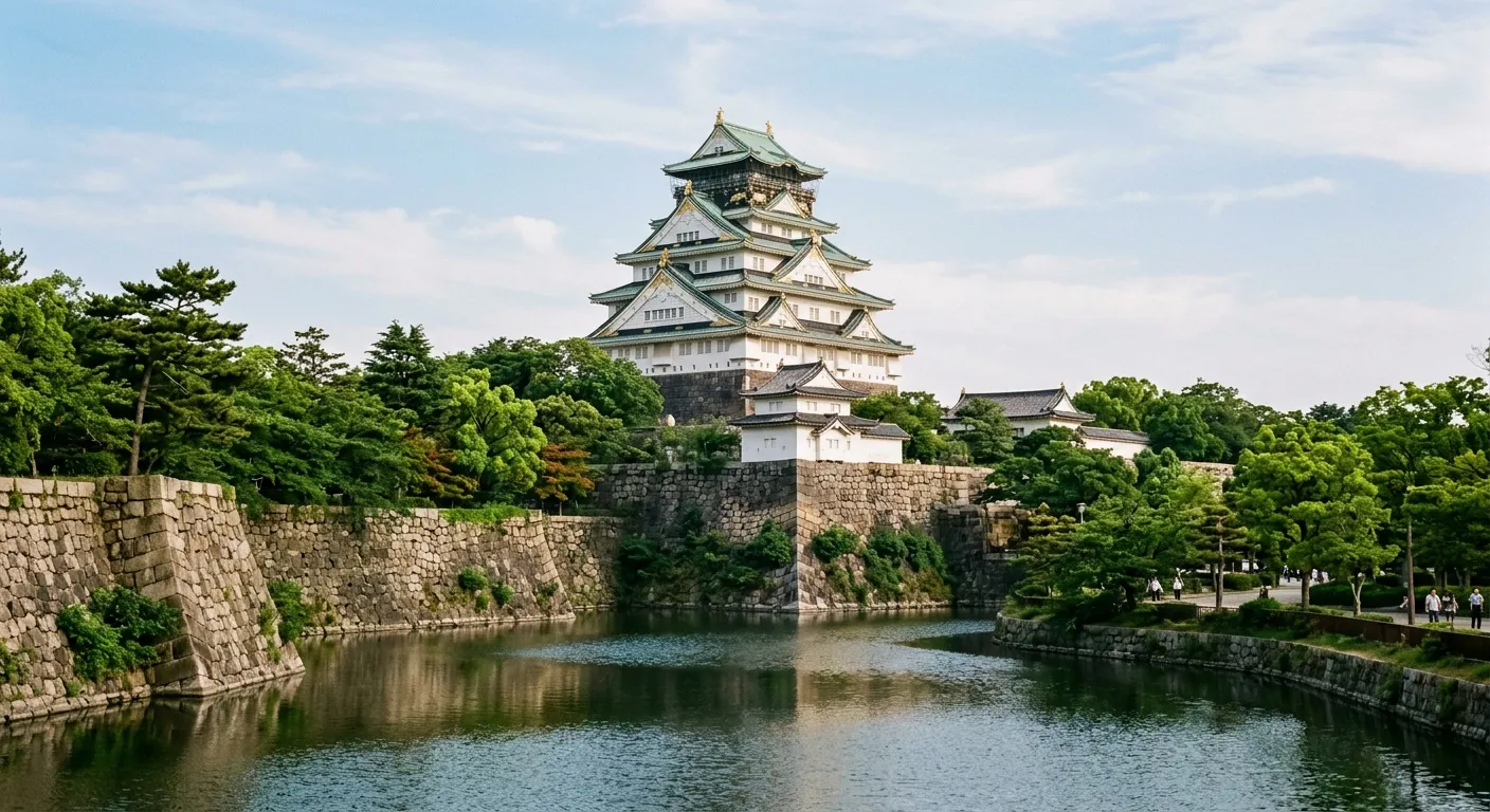 El majestuoso Castillo de Osaka sobre sus murallas y foso, el patrimonio histórico que no debes perderte
