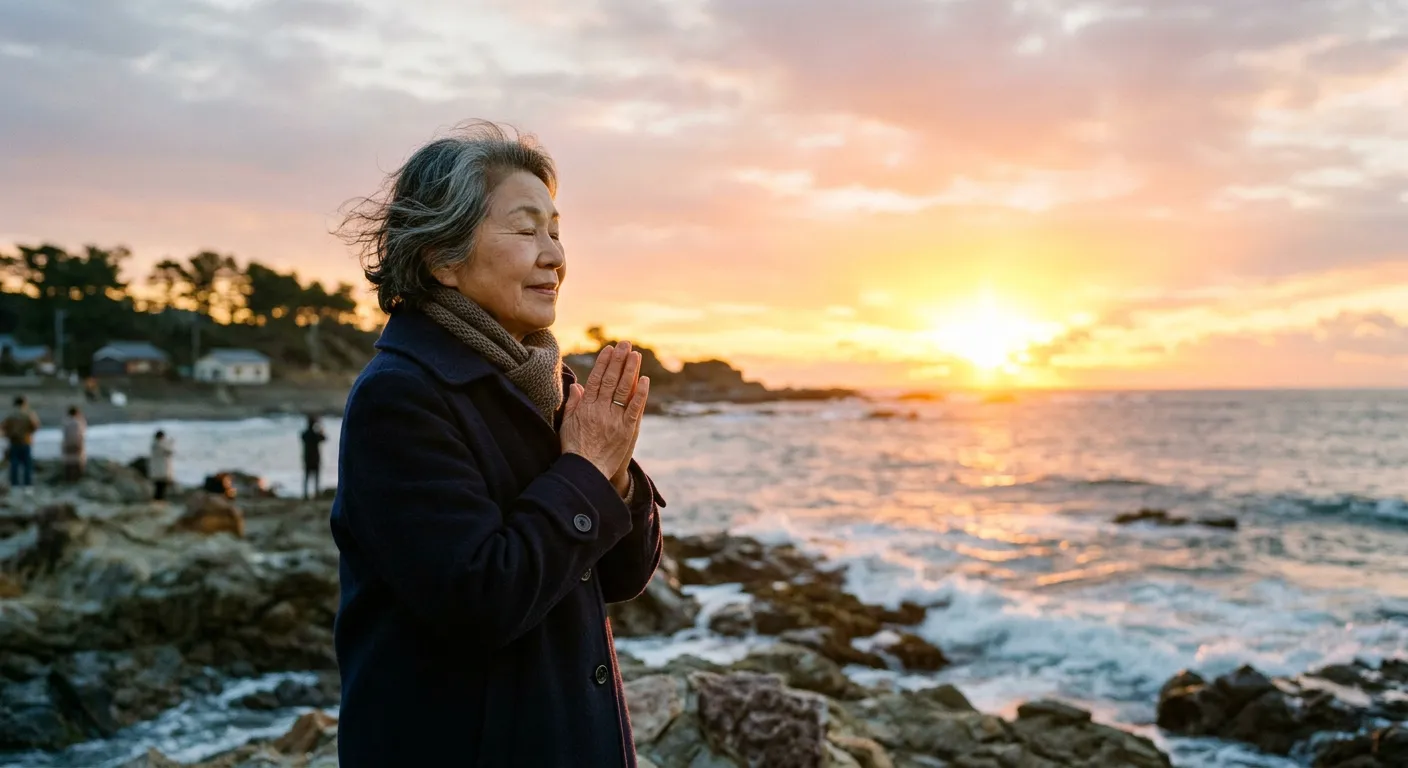 Una persona recibe el primer amanecer del ano con esperanza