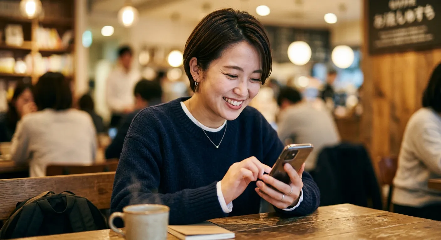 Un joven japones envia un mensaje de animo por el movil