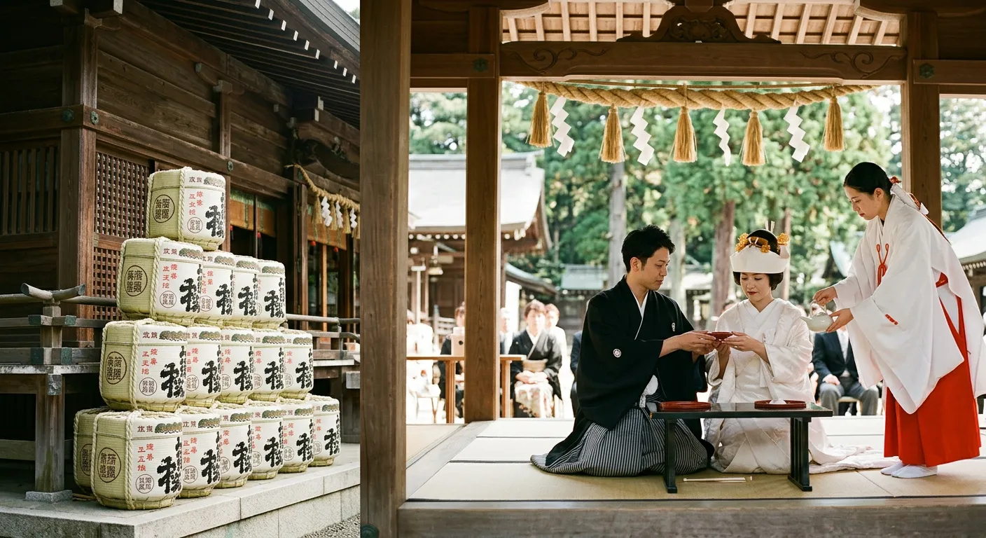 El sake sagrado, del santuario a la boda