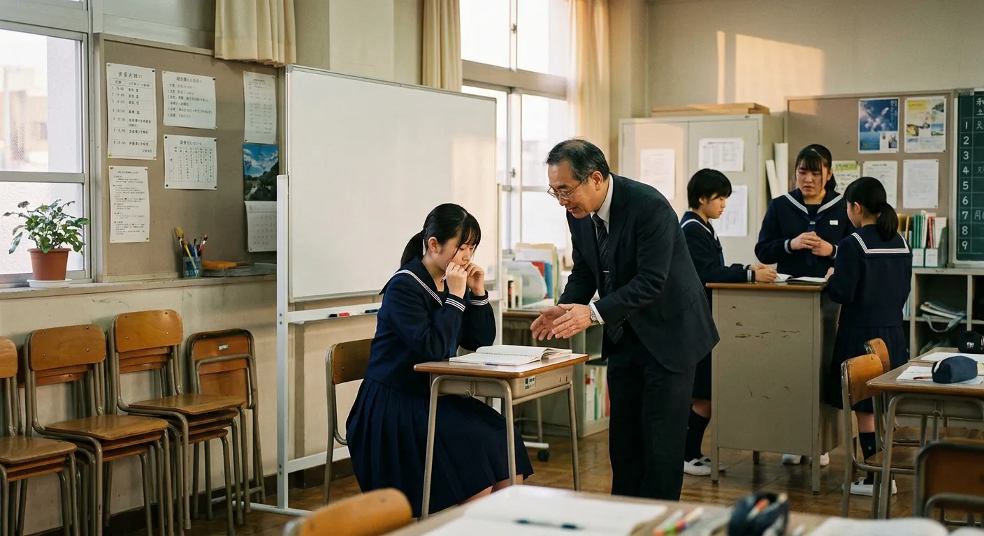 Una escena japonesa que muestra la jerarquia entre senpai, kohai y sensei