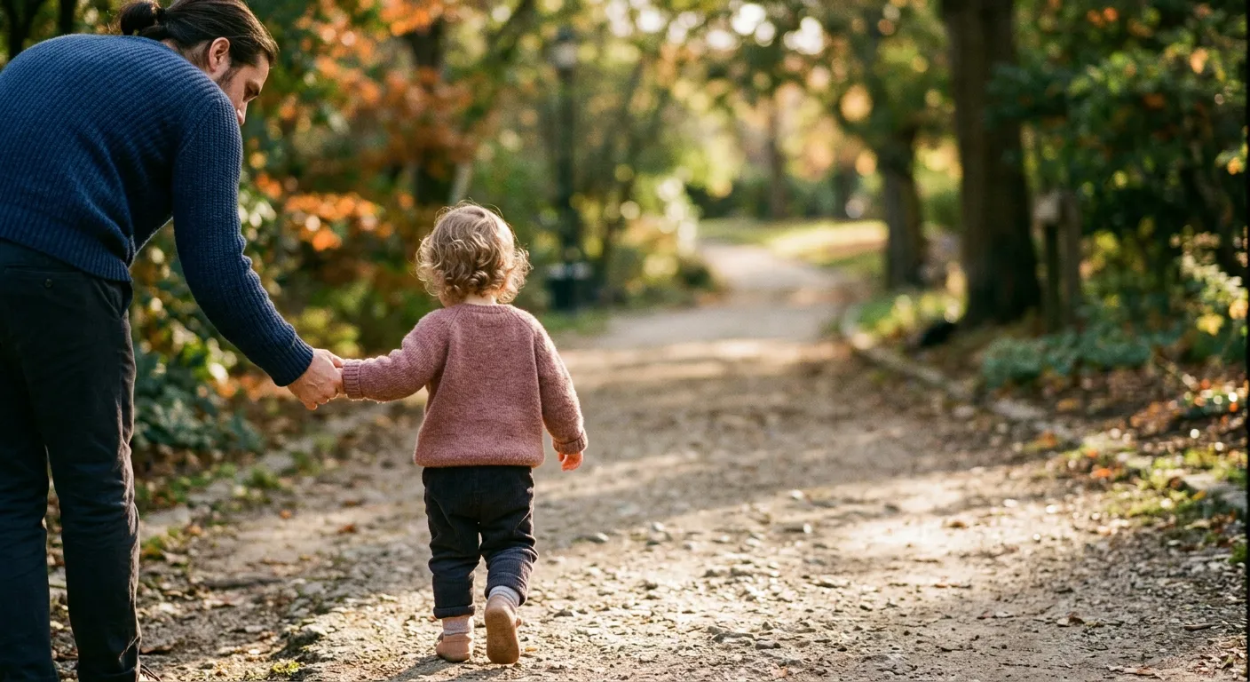 La mano de un padre sostiene con ternura la de un nino pequeno