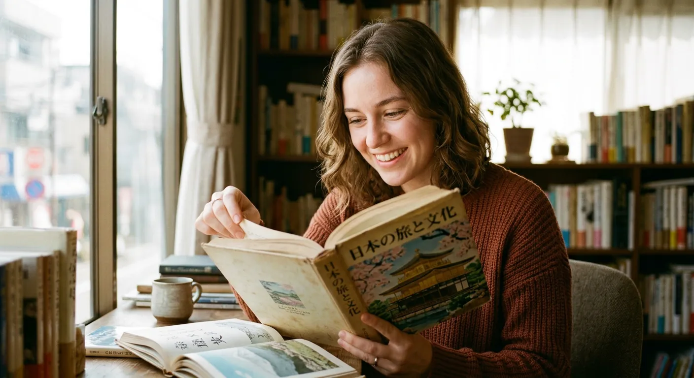 Una persona abre un libro sobre Japon lista para empezar a aprender