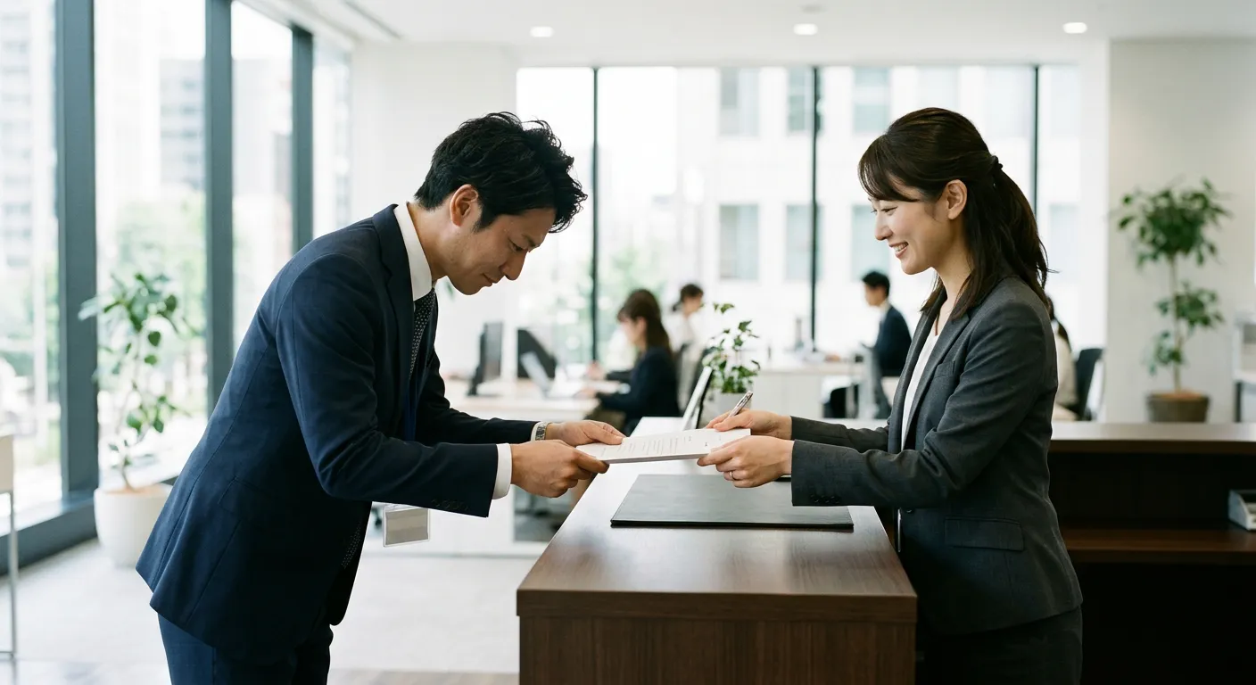 Una interaccion cortes de negocios japonesa con una reverencia educada