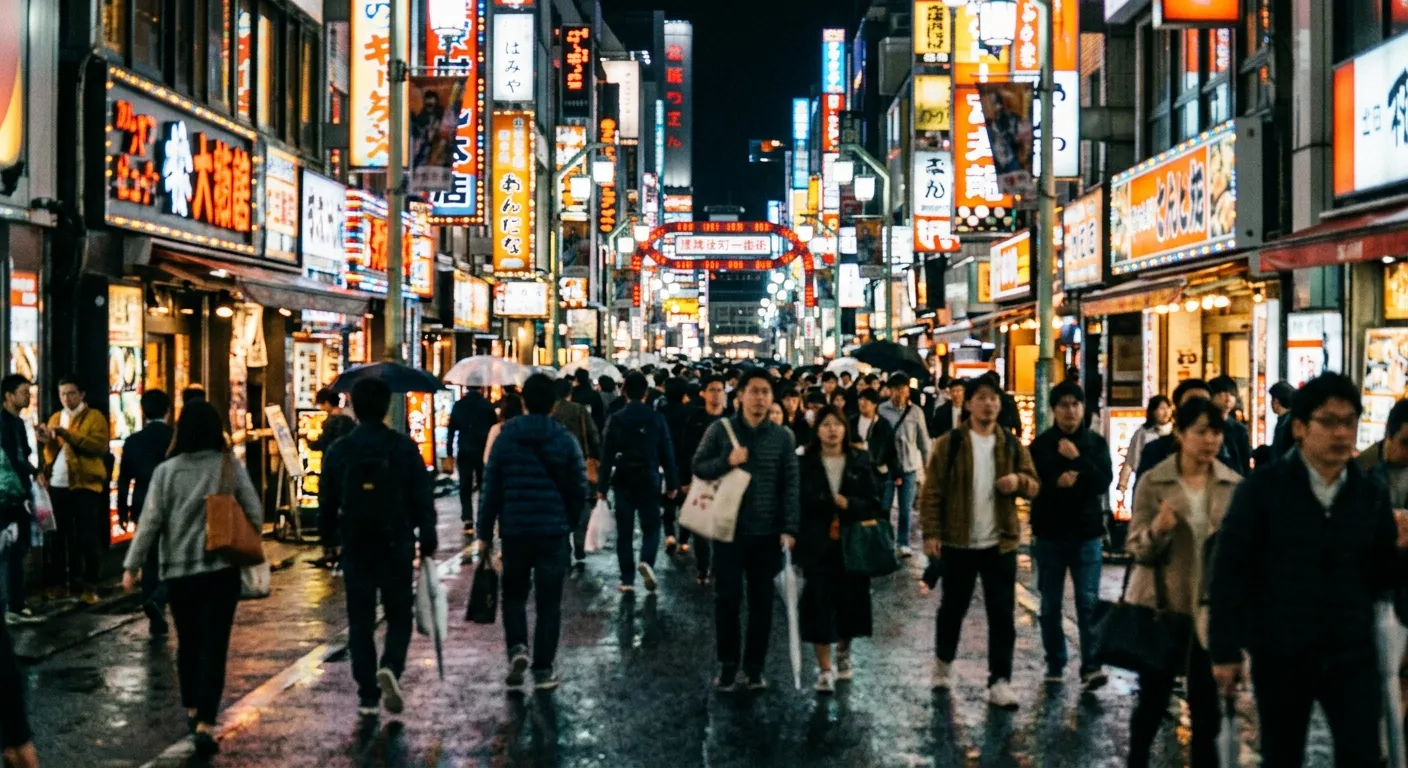 Distrito de ocio de Tokio iluminado por neones de colores de noche, el Tokio que nunca duerme