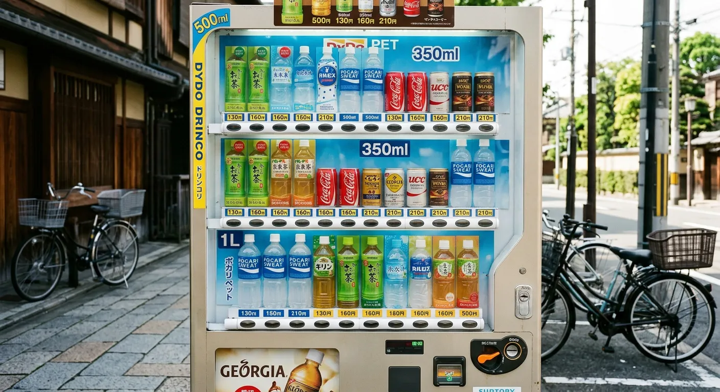 Máquina expendedora japonesa con botellas de 500ml, 350ml y 1L