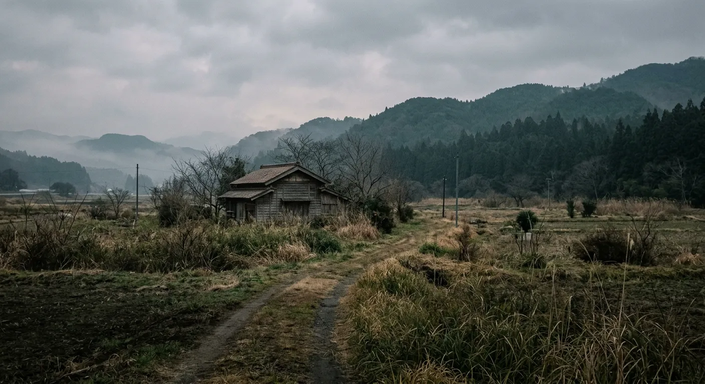 Un paisaje japones de posguerra en tonos apagados, silencio y reflexion